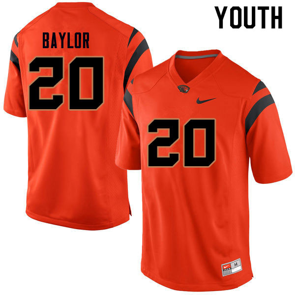 Youth #20 B.J. Baylor Oregon State Beavers College Football Jerseys Sale-Orange